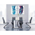 White & Grey Oval Dining Table with Glass Top O84444