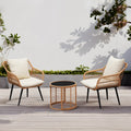 3-Piece Wicker Patio Bistro Set with Glass Top Table & Cushions Z452411