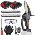 6-Inch Cordless Mini Chainsaw with 2 Batteries 2 Chains U152518
