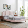 King Performance Velvet Platform Bed in Pink H6637