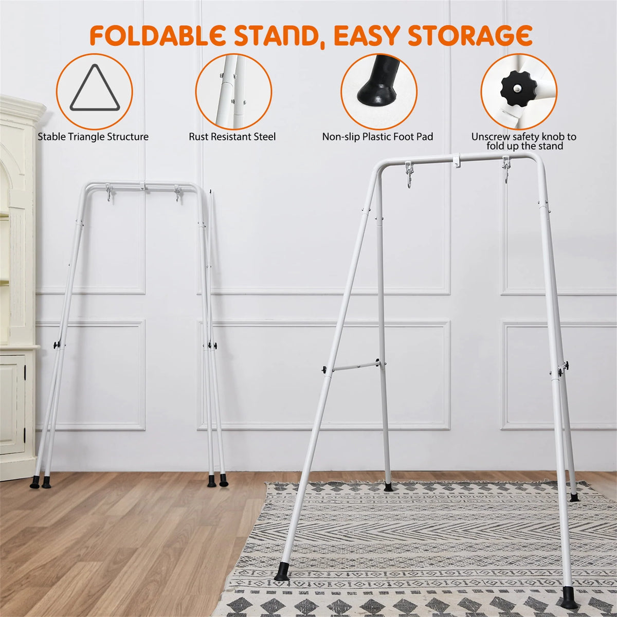 2 in 1 Toddler Metal Swing Set and Baby Jumper with Stand O8800