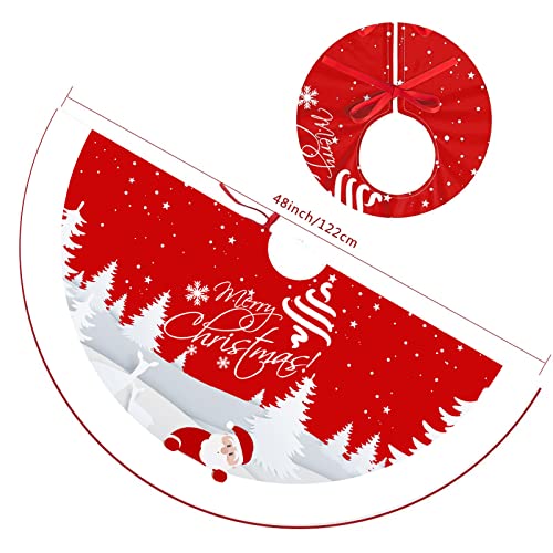 Red 48 inches Plush Christmas Tree Skirt P895