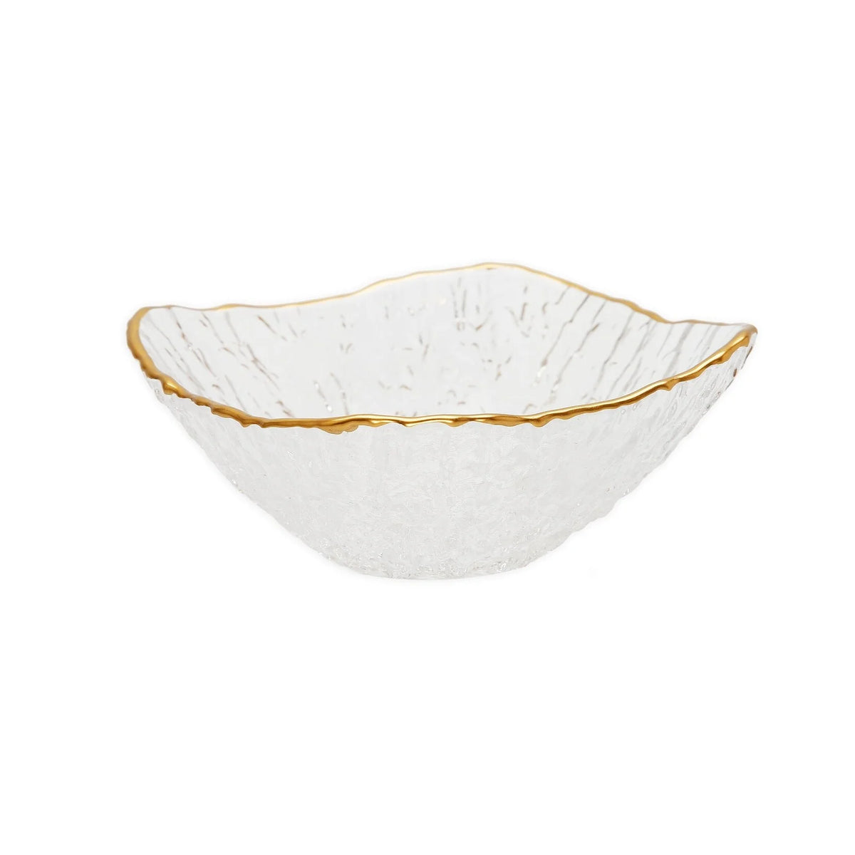 Set of 4 Glass Square Soup Bowls with Gold Rim U5639