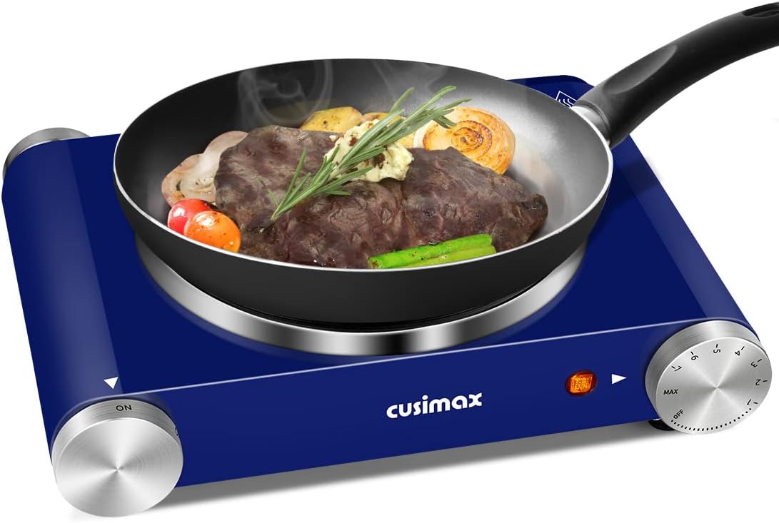 Double Burner 1800W Electric Hot Plate Cast Iron Black Stainless Steel O700090
