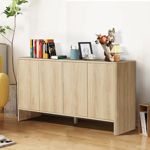 Walnut 3 Door Fluted Sideboard Buffet Cabinet J6118