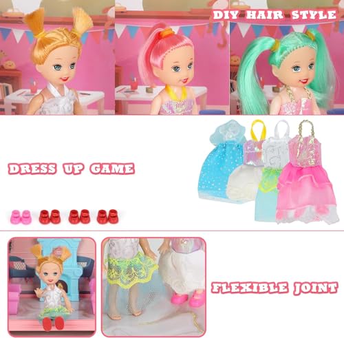4-Story 11 Rooms Dollhouse with 4 Dolls and Furniture Set W407
