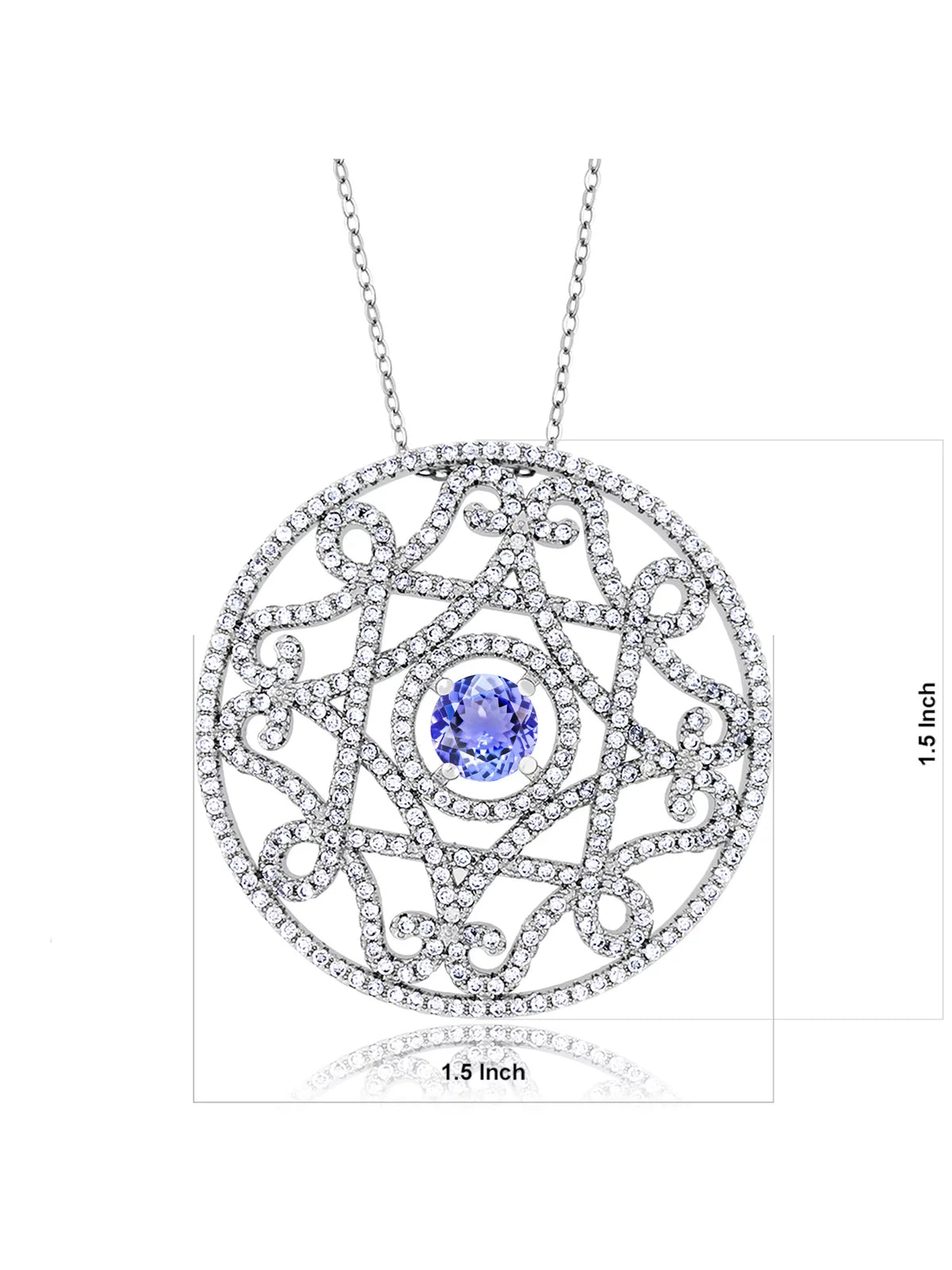 Blue Tanzanite Filigree Pendant Necklace with 18 inch Chain V332541