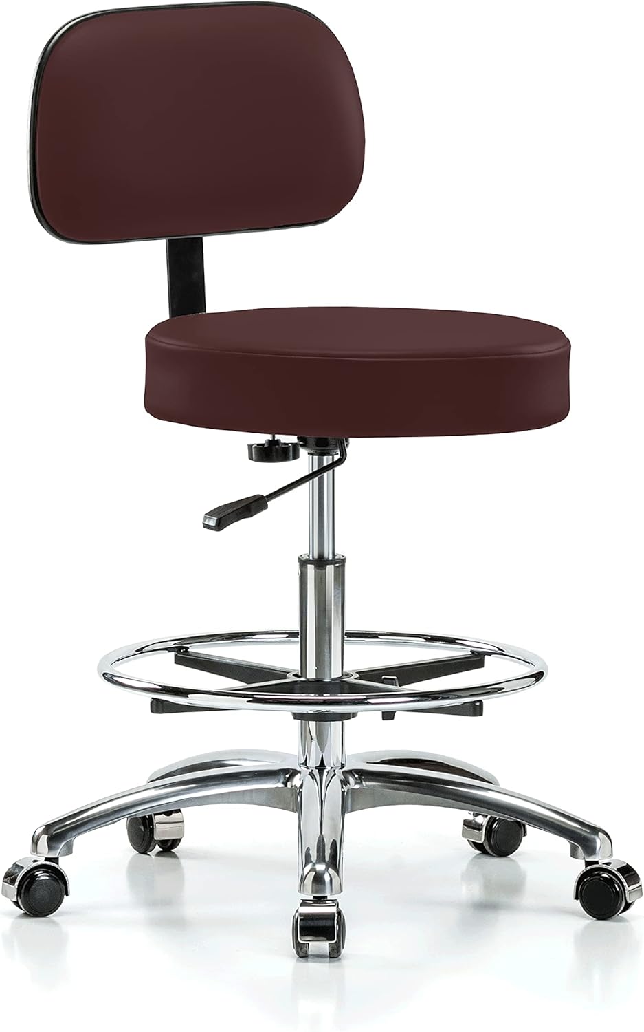 Chrome Height Adjustable Exam Stool with Back S323