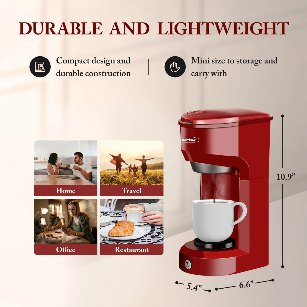 Single Serve Coffee Maker with 30 Oz Detachable Reservoir, Black O595