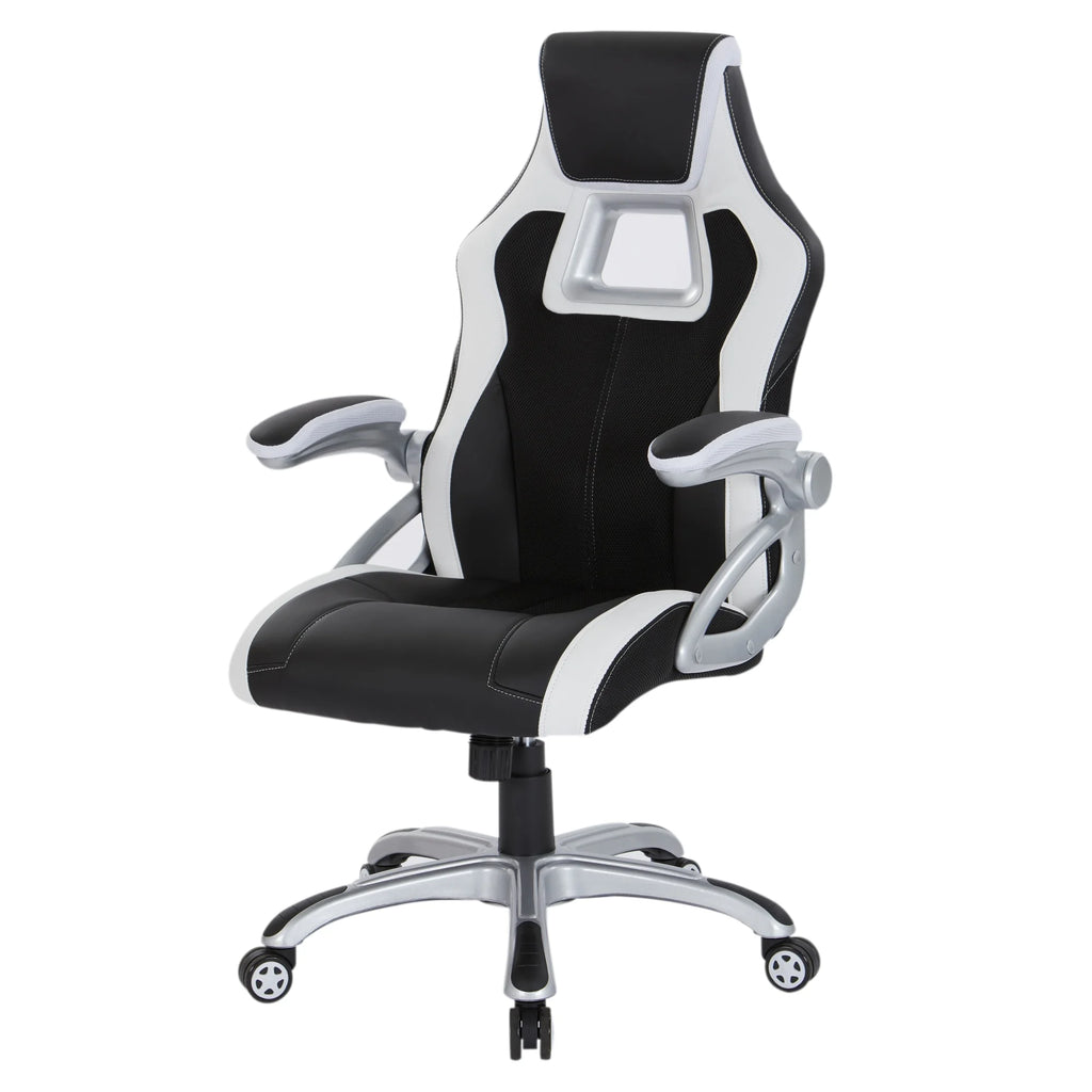 Black Chair with White Trim and Silver Base H53392