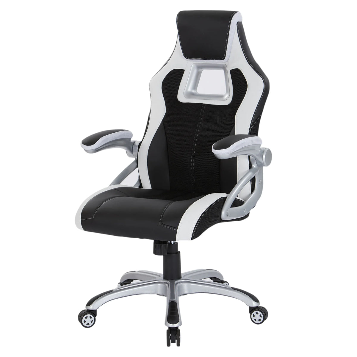 Black Chair with White Trim and Silver Base H53392