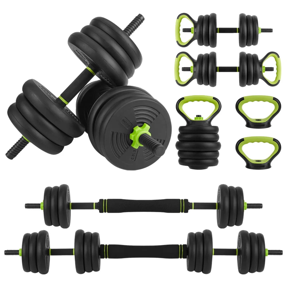 Adjustable Dumbbells Set 4 in 1 Barbell, Dumbbell, Kettlebell and Push-ups, Non-slip Handles Y3834