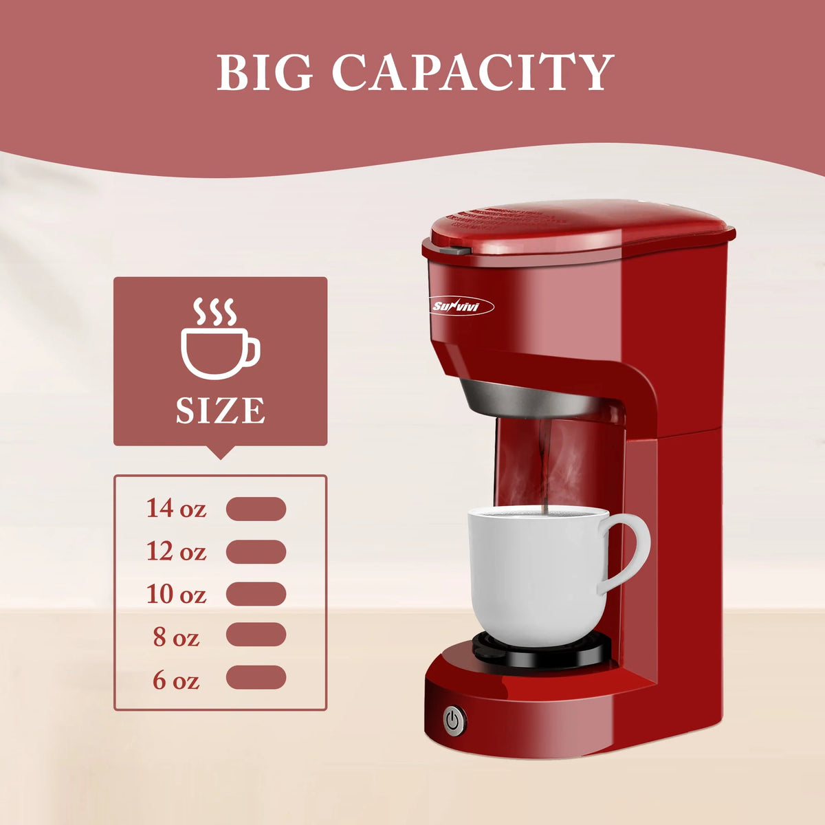 Single Serve Coffee Maker with 30 Oz Detachable Reservoir, Black O595