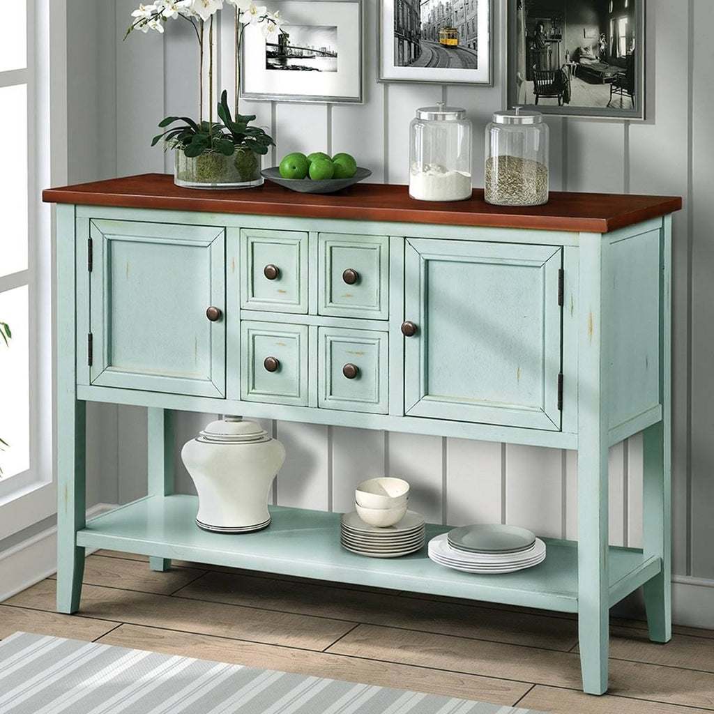 Dark Blue Sideboard Console Table with Bottom Shelf O72933
