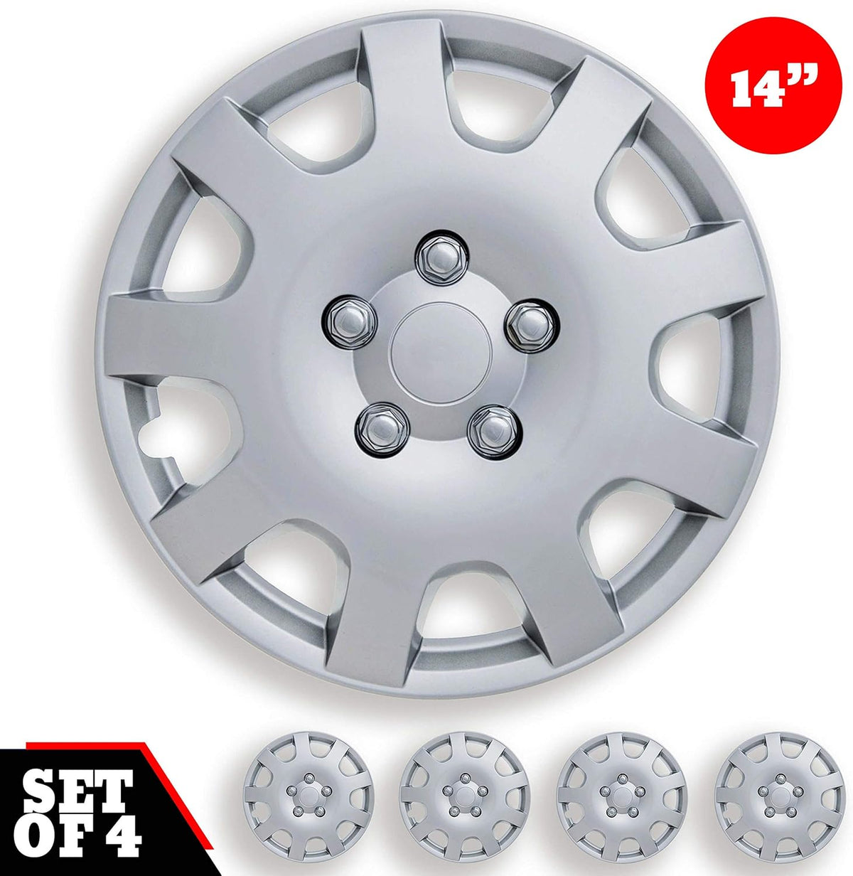 15-Inch Set of 4 Silver Car Wheel Hub Caps L965415
