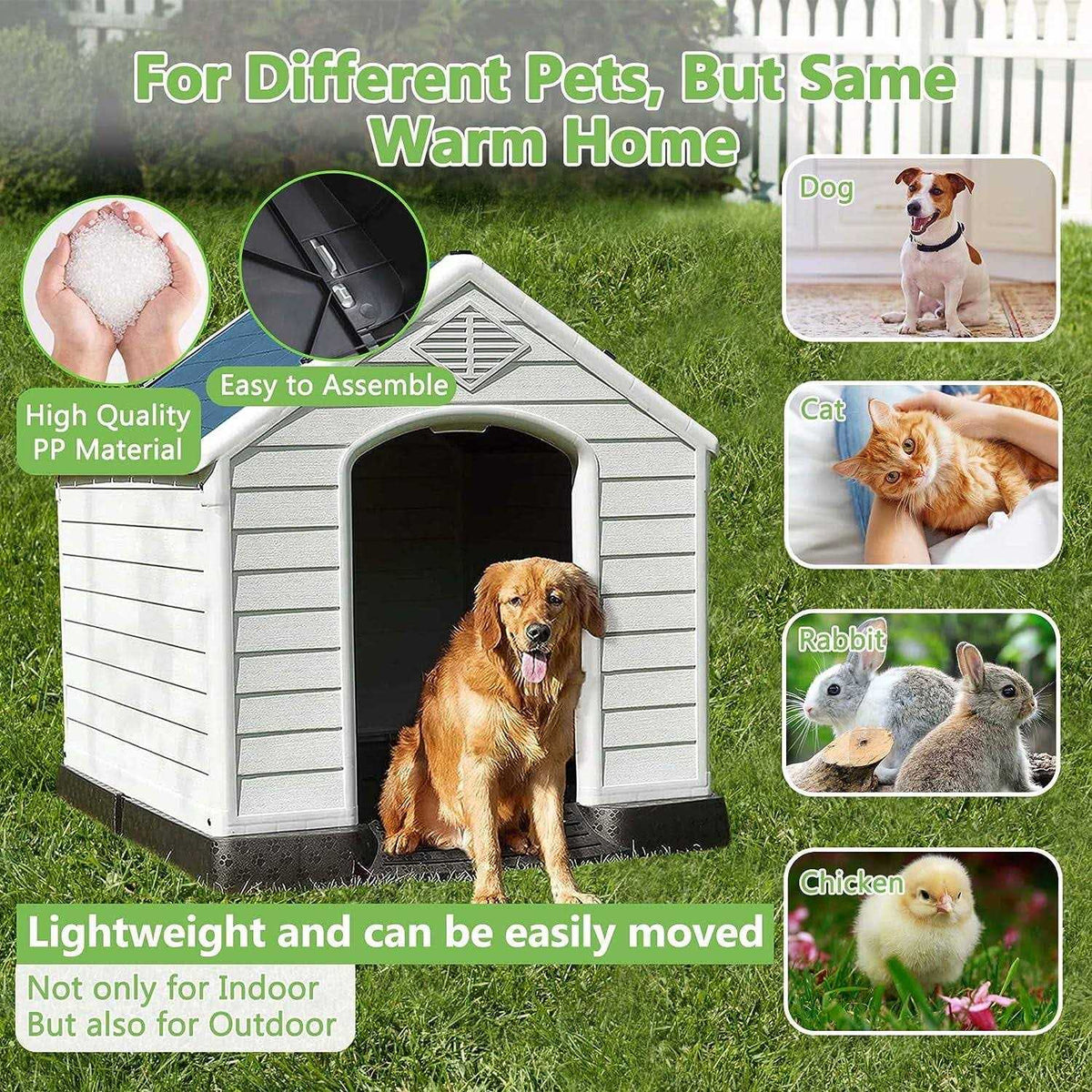 Waterproof Plastic Dog House with Vent and Raised Floor Q248528