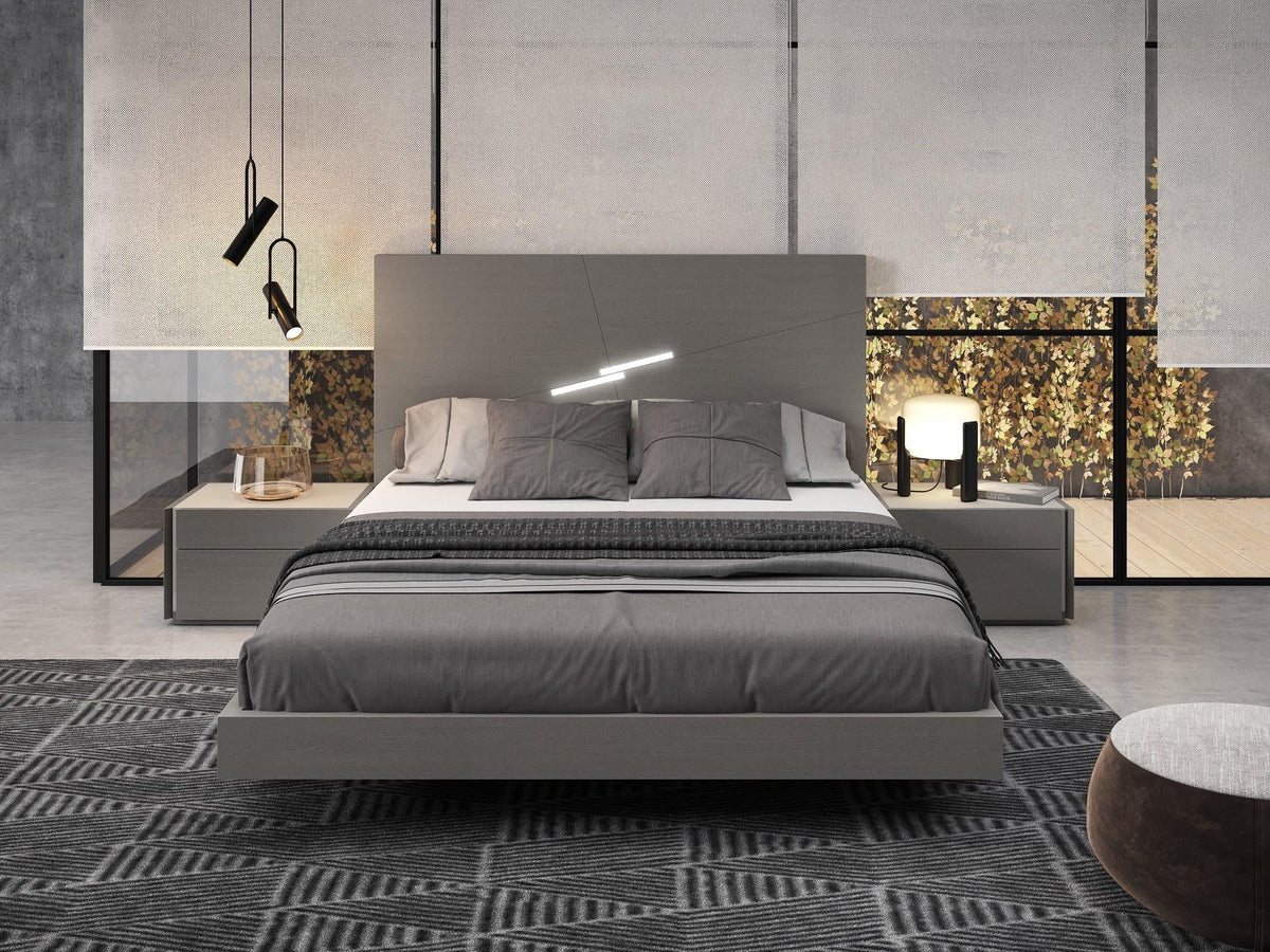 King Bedroom Set 5Pcs Grey Finish I7170