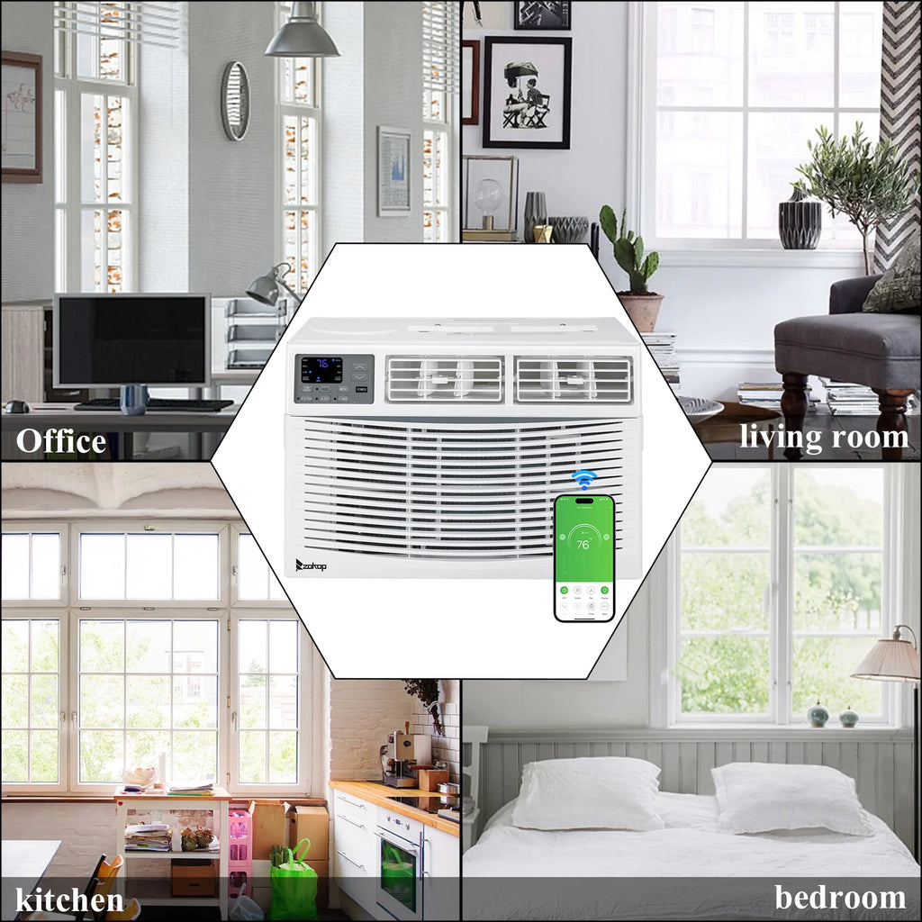 12000BTU 110V Window-Mounted Remote Control Air Conditioner, White Q2098