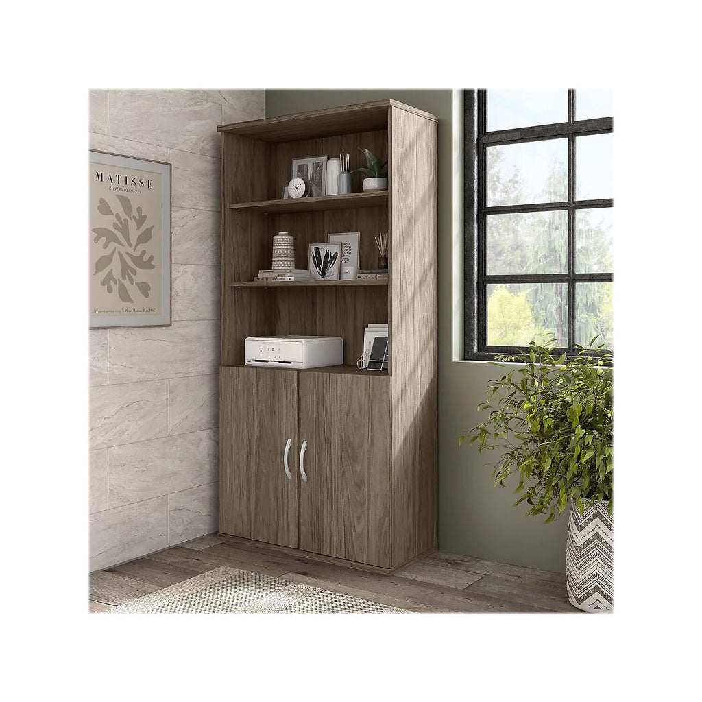 Tall 5 Shelf Bookcase with Doors H405