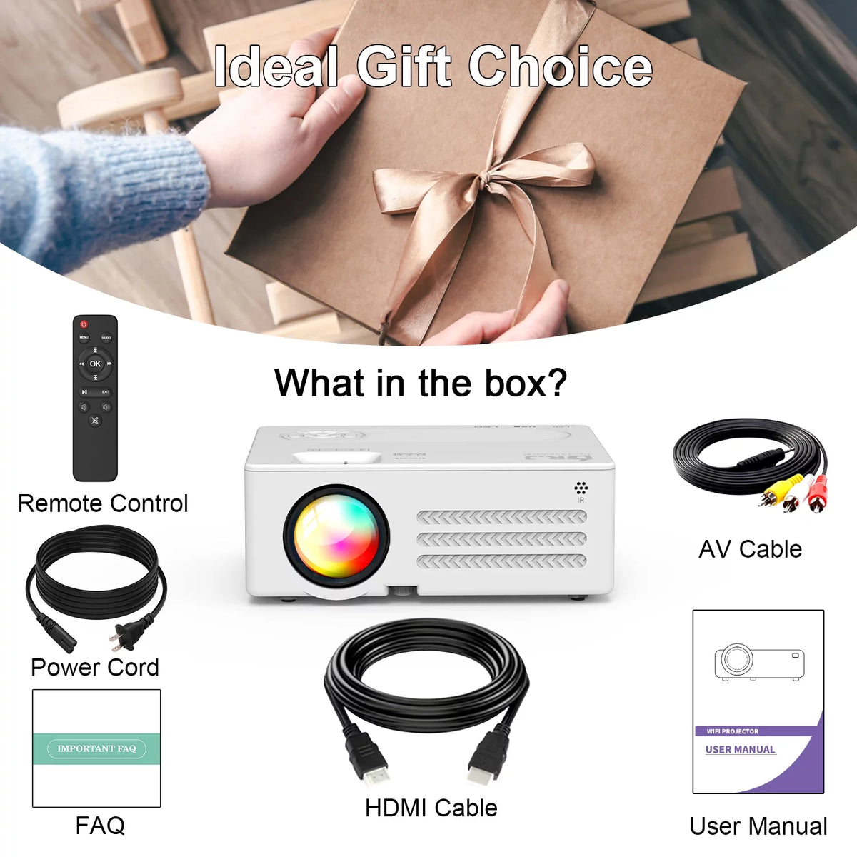 4K 1080P Wifi Bluetooth Projector with 100 Screen P111591