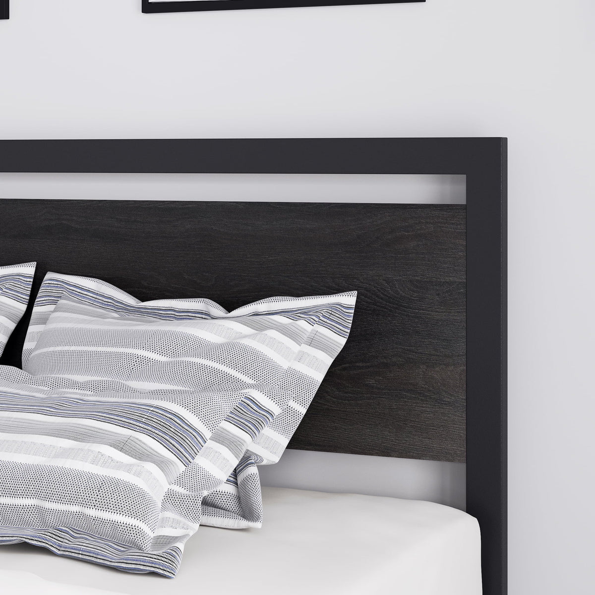 Queen Size Metal Platform Bed Frame with Wooden Headboard Footboard R135231