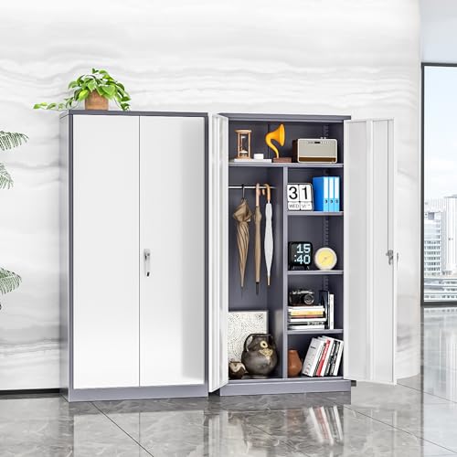 Black Metal Storage Cabinet with Adjustable Shelves X8482