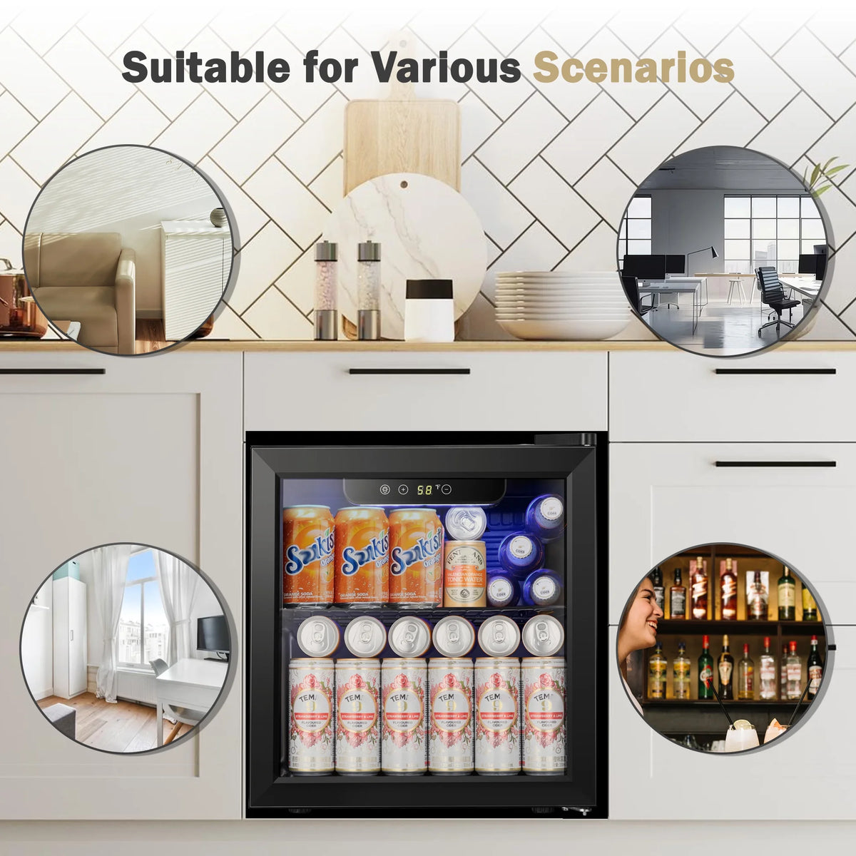 1.7 cu.ft Black Beverage Cooler & Refrigerator V4374