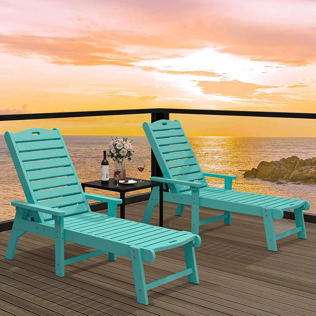 Blue Adjustable Resin Chaise Lounge Chair S928298
