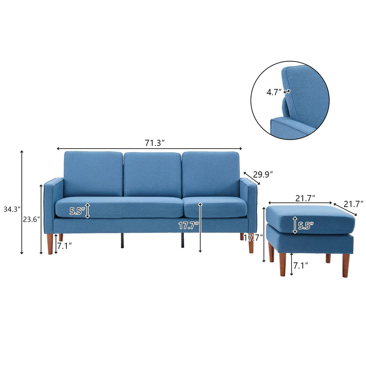 L Shaped Linen Fabric Convertible Sectional Sofa I922861
