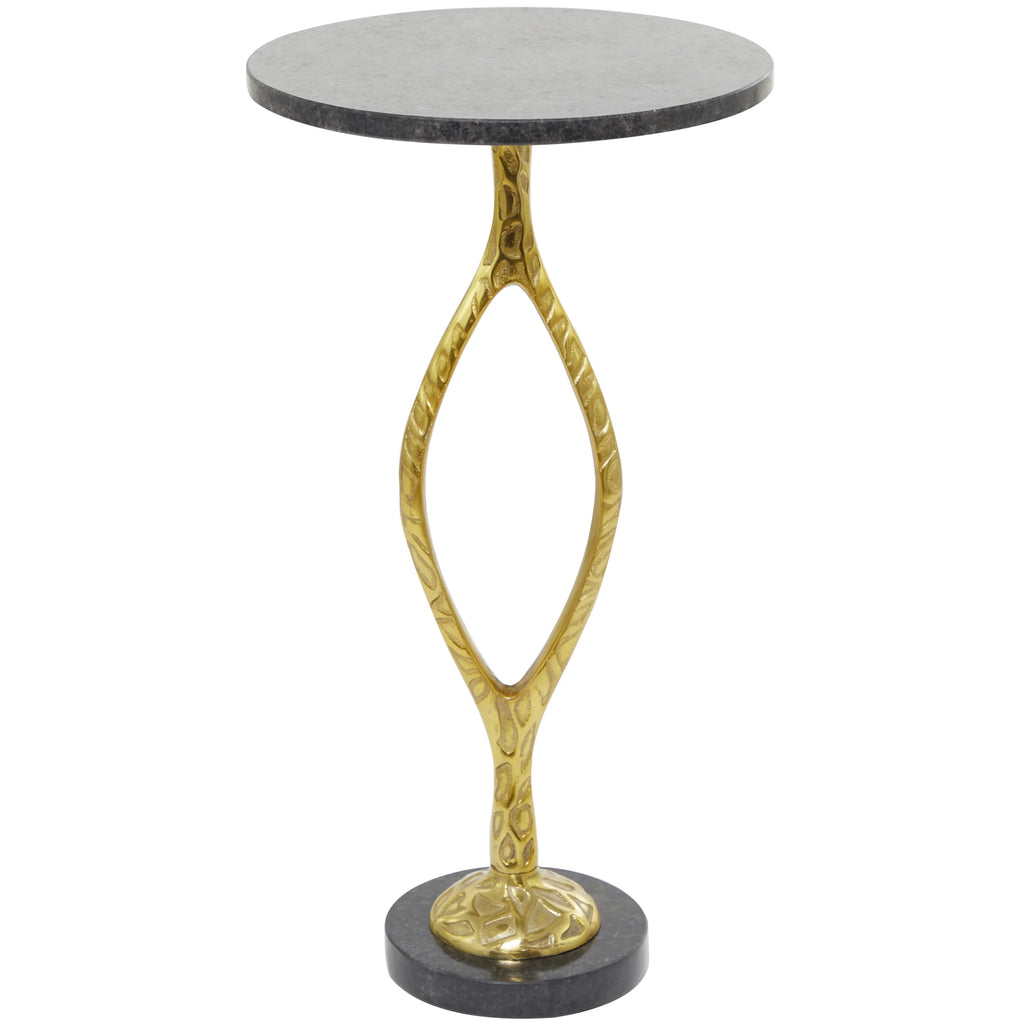 Gold Aluminum Accent Table with Black Marble Base U972684