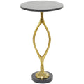 Gold Aluminum Accent Table with Black Marble Base U972684