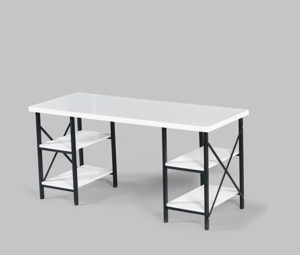 White 60" Wood Top Computer Desk B7890