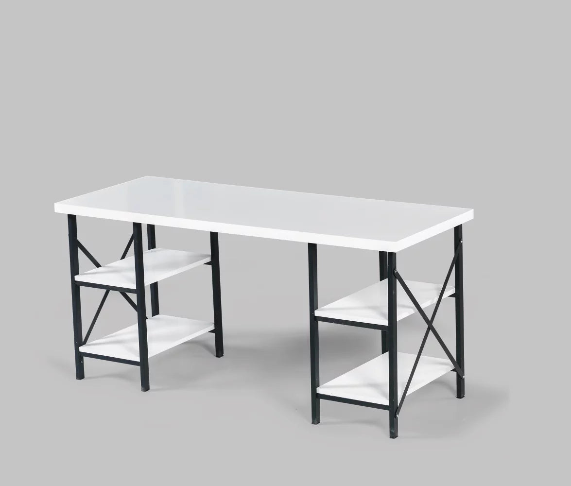 White 60" Wood Top Computer Desk B7890