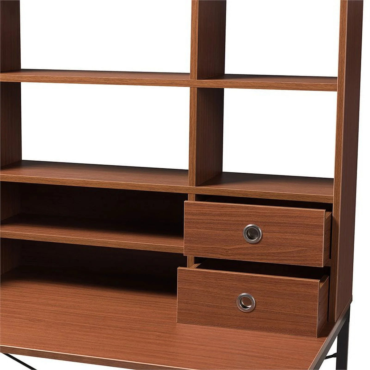 Writing Desk with Bookcase Hutch in Light Brown R8265