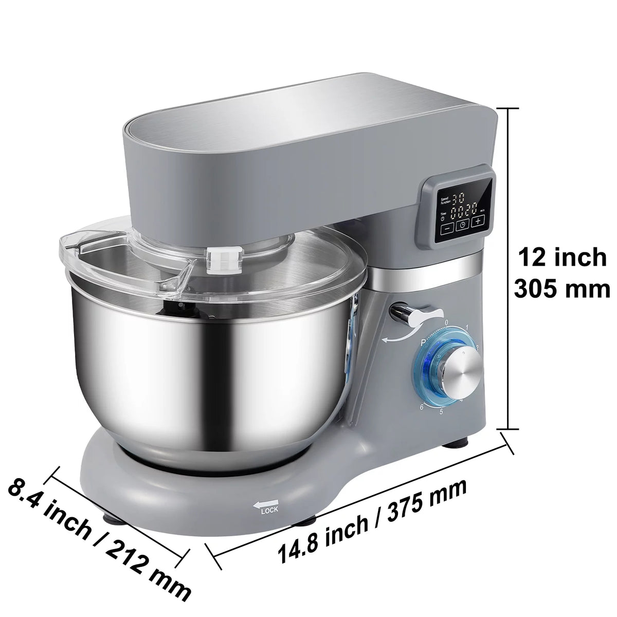 660 W 6-Speed Tilt-Head Stand Mixer with 5.8 Qt Stainless Steel Bowl, Gray T31135