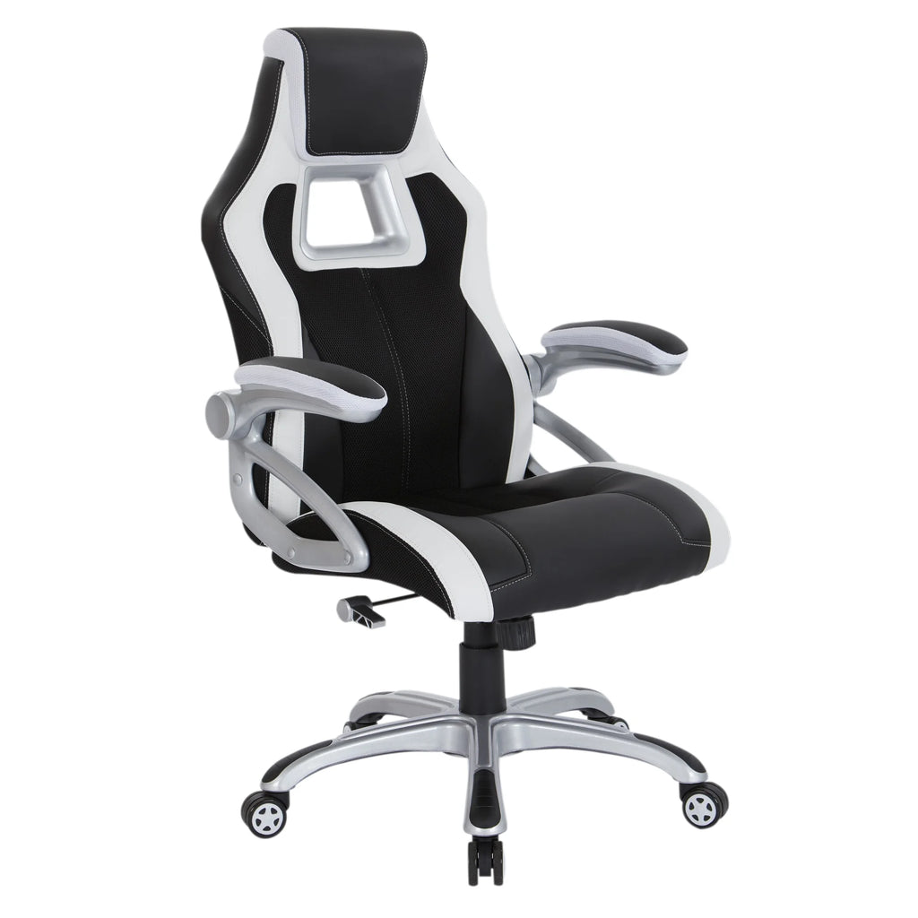 Black Chair with White Trim and Silver Base H53392