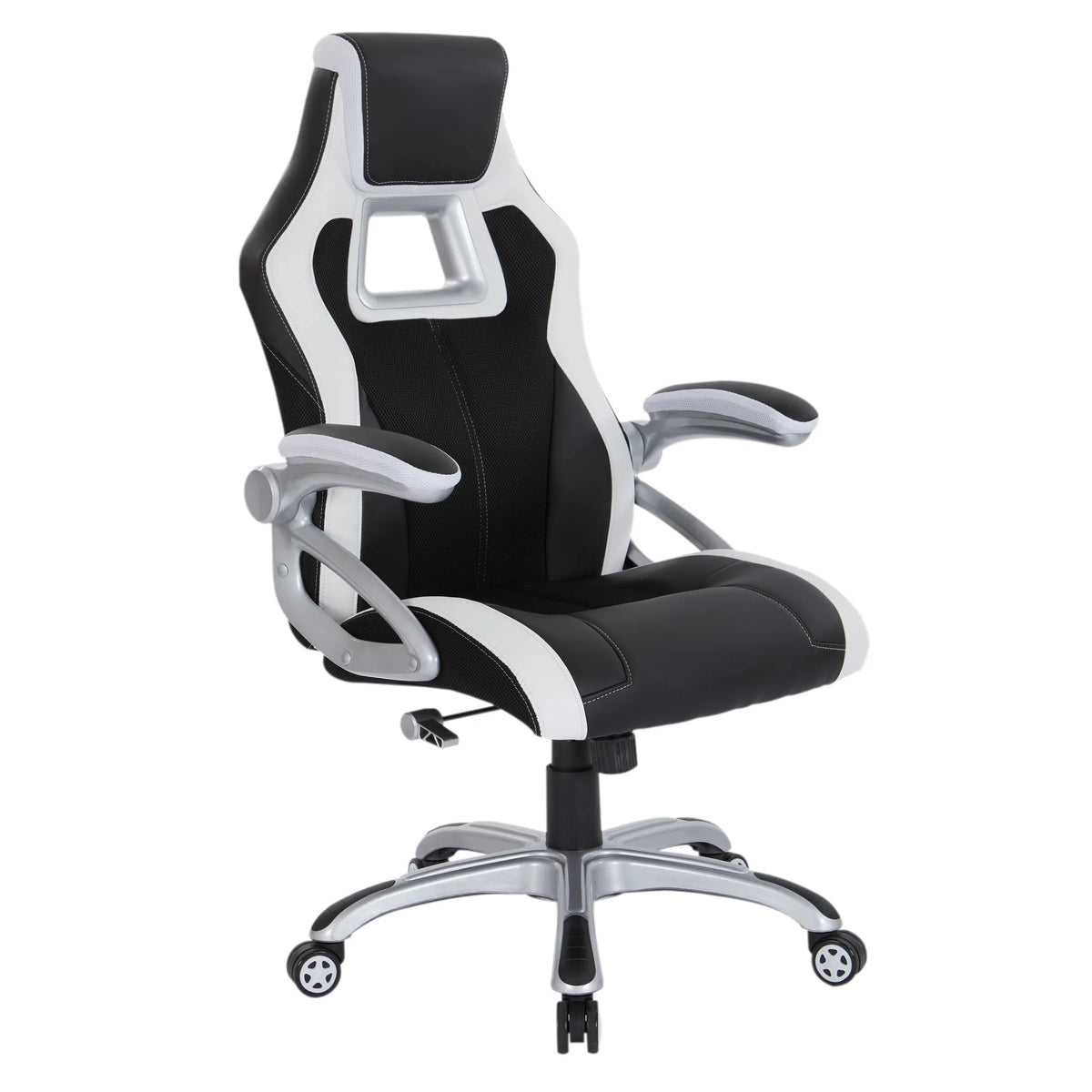 Black Chair with White Trim and Silver Base H53392
