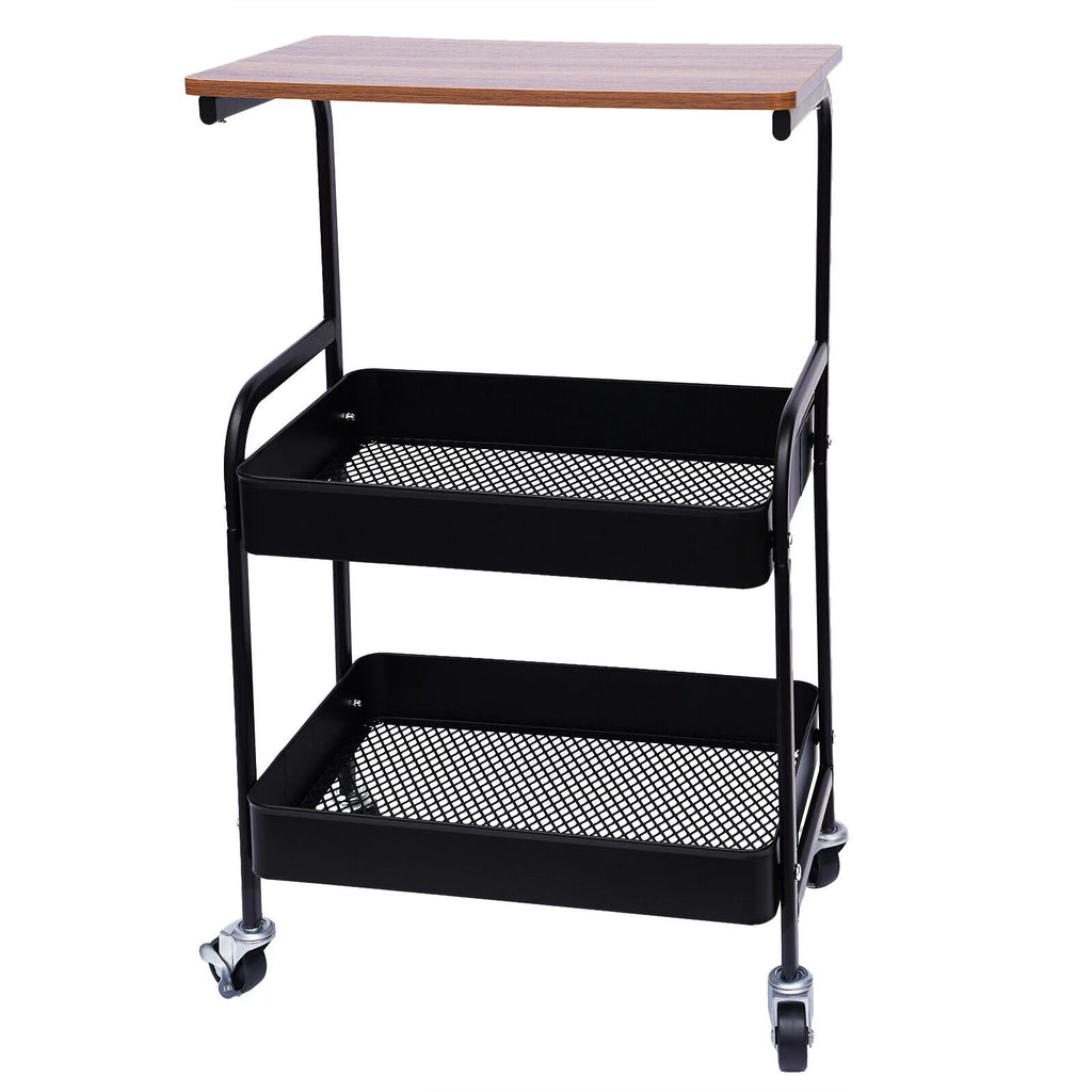 3 Tier Mobile Laptop Printer Cart Rolling Computer Stand O71499