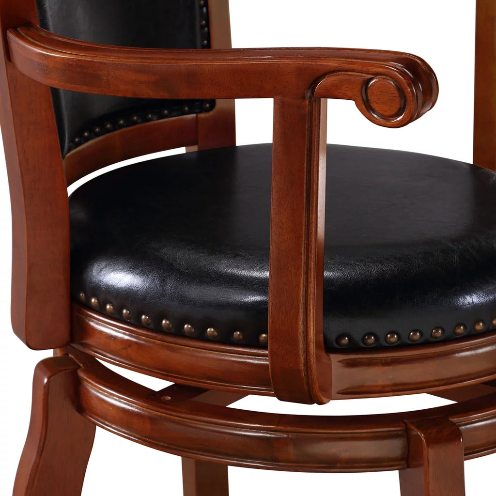 Black Cherry Wood Swivel Bar Stool with Arms V1251