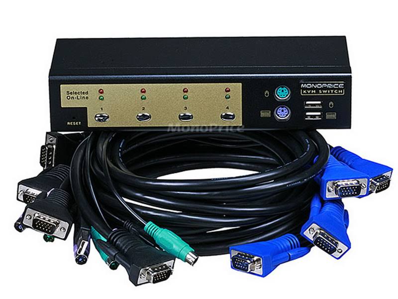 4-Port USB PS2 KVM Switch with Cables X804043