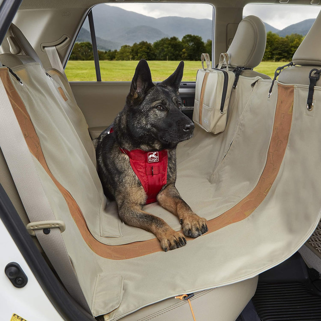Khaki Water-Resistant Dog Hammock Seat Cover Y159