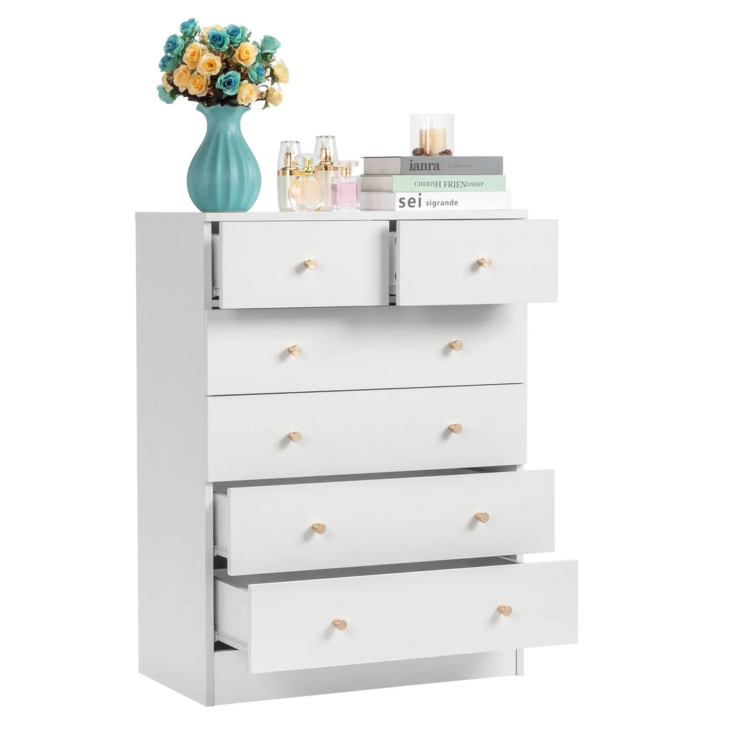 White 7 Drawer Wood Dresser U1757