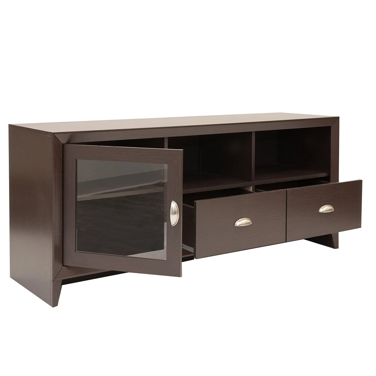 55" Modern TV Stand with Storage, Wenge Brown S8863