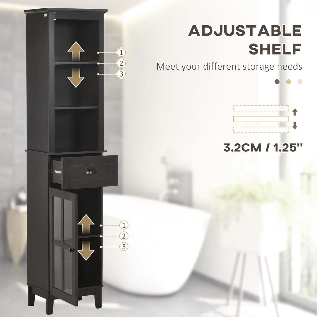 Slim Bathroom Storage Cabinet Linen Tower Brown S777