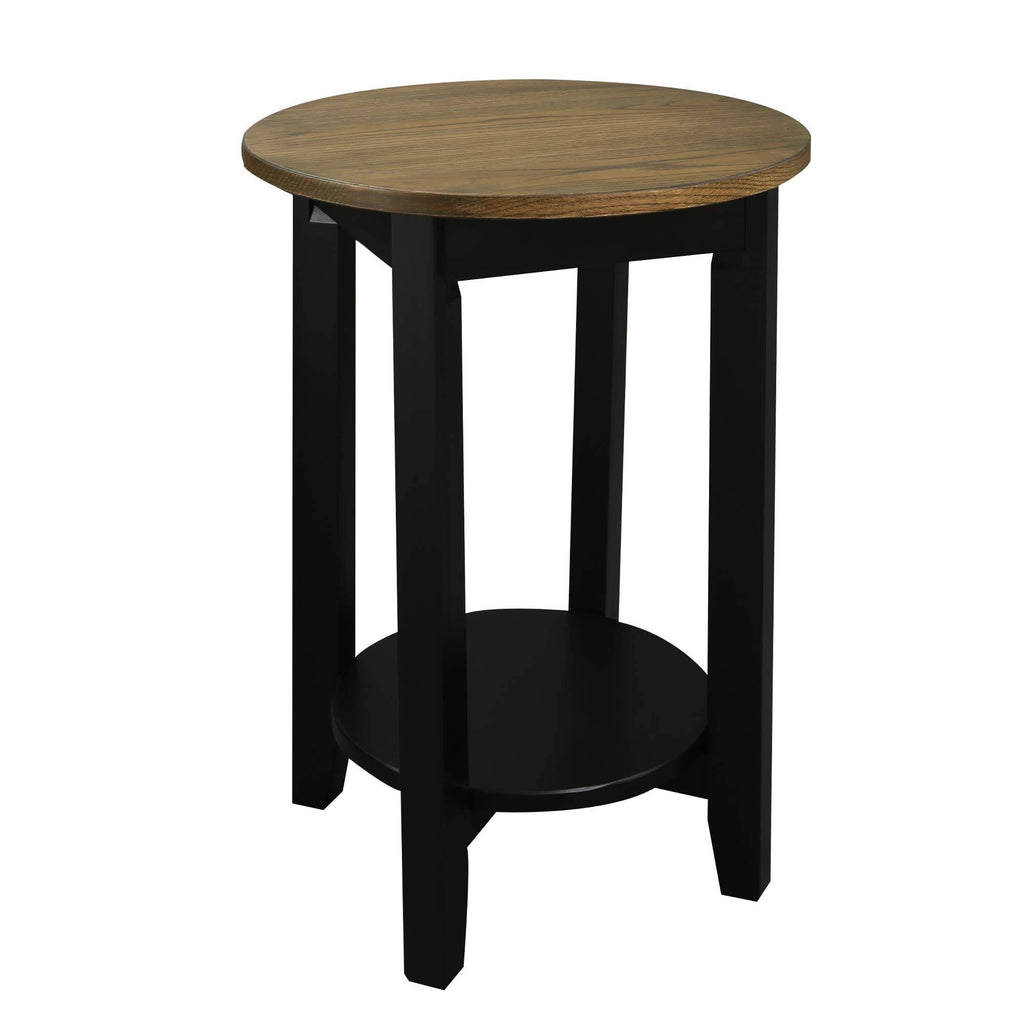 Round End Table with Solid Red Oak Top T802