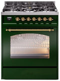 30 Dual Fuel Propane Gas Range Emerald Green Brass Trim I40081
