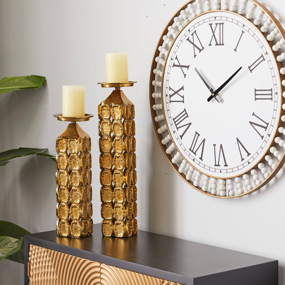 Gold Aluminum Contemporary Candle Holder A533576
