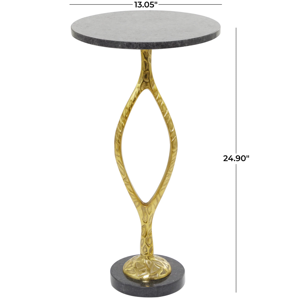 Gold Aluminum Accent Table with Black Marble Base U972684