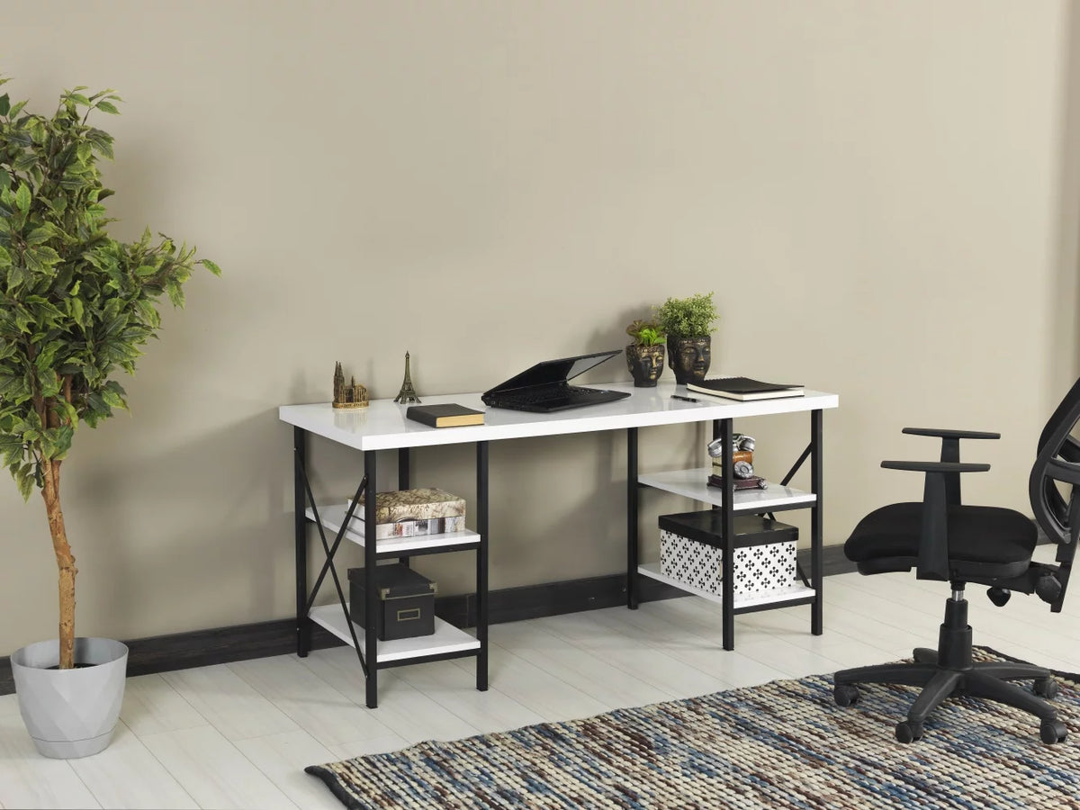 White 60" Wood Top Computer Desk B7890