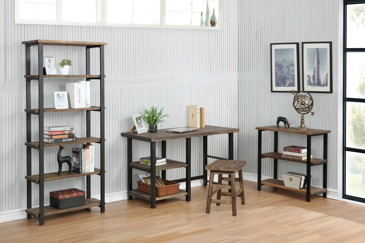 Metal and Solid Wood Desk with 2 Shelves T56983